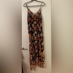 SHEIN Women's beautiful floral spaghetti strap long dress, tropical design 1XL